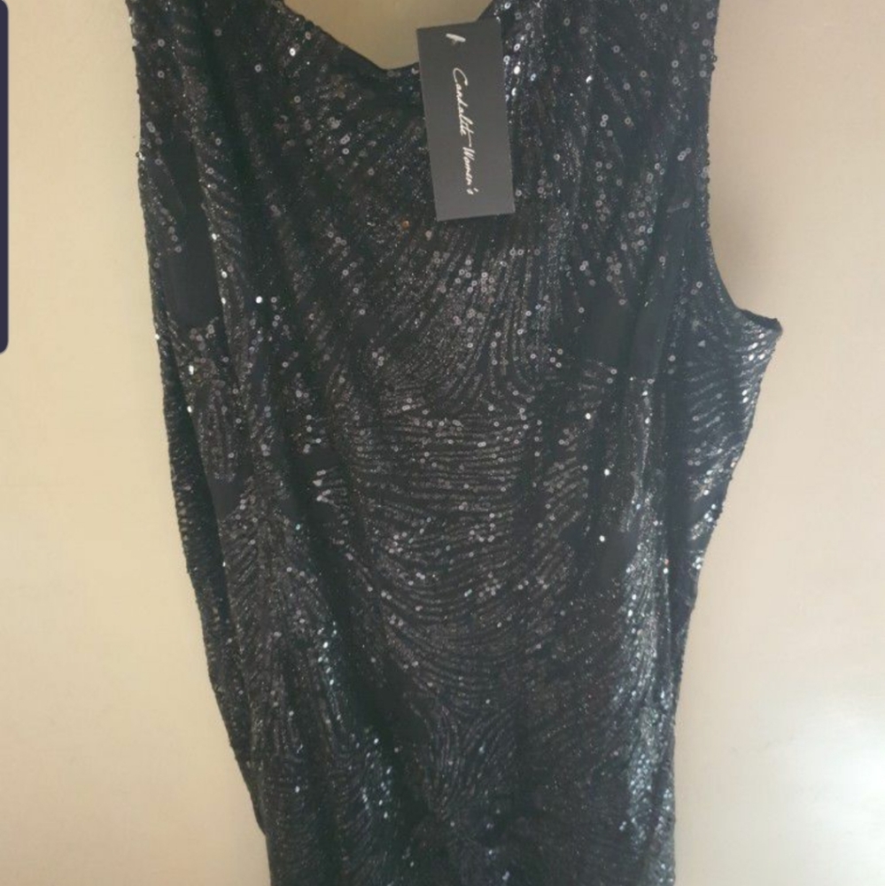 Long Black Sparkle Women Dress